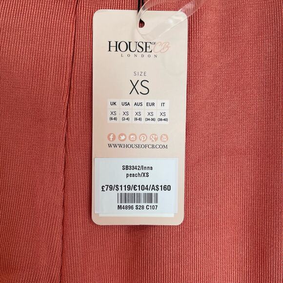 House of CB London Inna Peach Pandage Trousers/Pants Size XS NWT - Picture 8 of 9